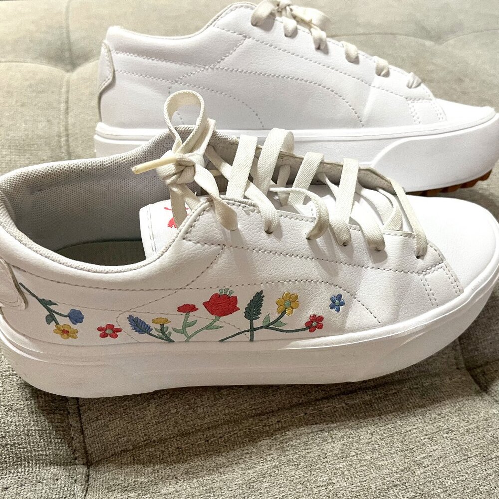 Embroidered White Sneakers